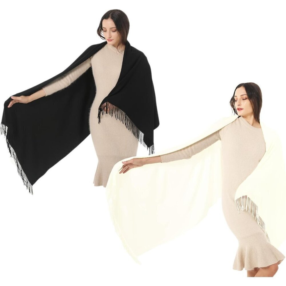 🆕 Women Cream Scarf Pashmina Shawl Evening Dress Wedding Winter Warm Large Wrap